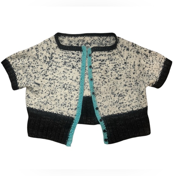 DIY homemade cotton (I think maybe wool) slight crop knit cardigan EUC it fits M - Picture 1 of 12